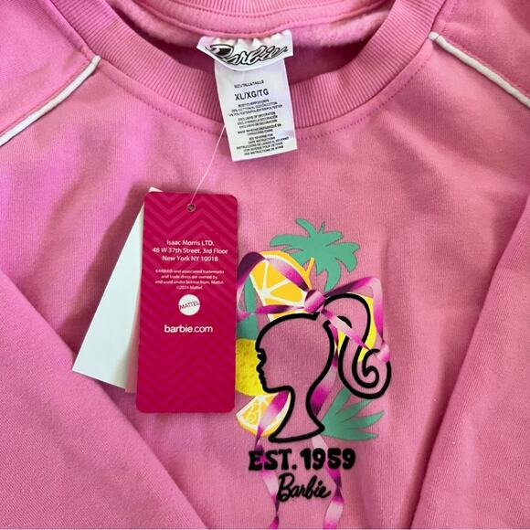 NWT Barbie Logo Women's Barbie Lemons Logo Graphic Sweatshirt Pink Size XL - Picture 11 of 15